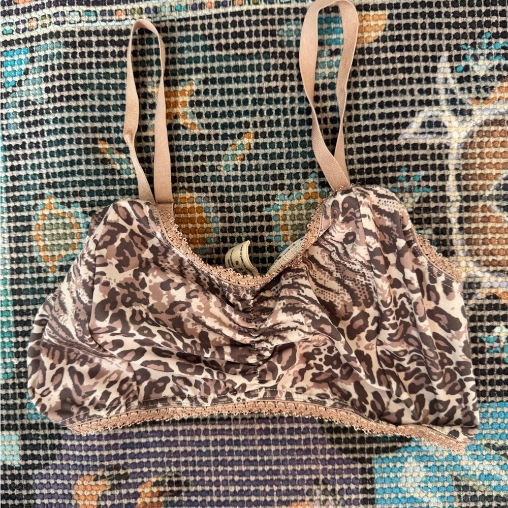 Spell Leopard Print Bralette in Brown and Tan